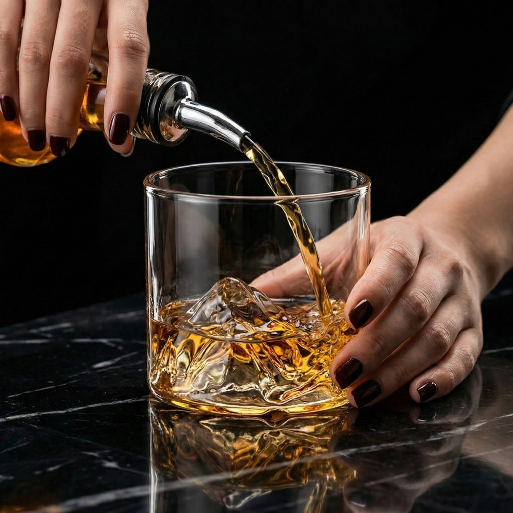 Mountain Base Whiskey Glass – Sculpted Crystal Tumbler for Bourbon, Scotch & Cocktails (200ml & 300ml)