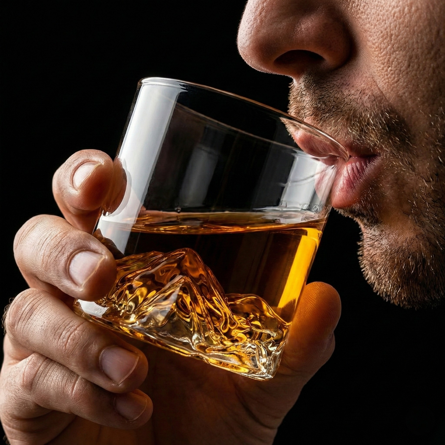 Mountain Base Whiskey Glass – Sculpted Crystal Tumbler for Bourbon, Scotch & Cocktails (200ml & 300ml)