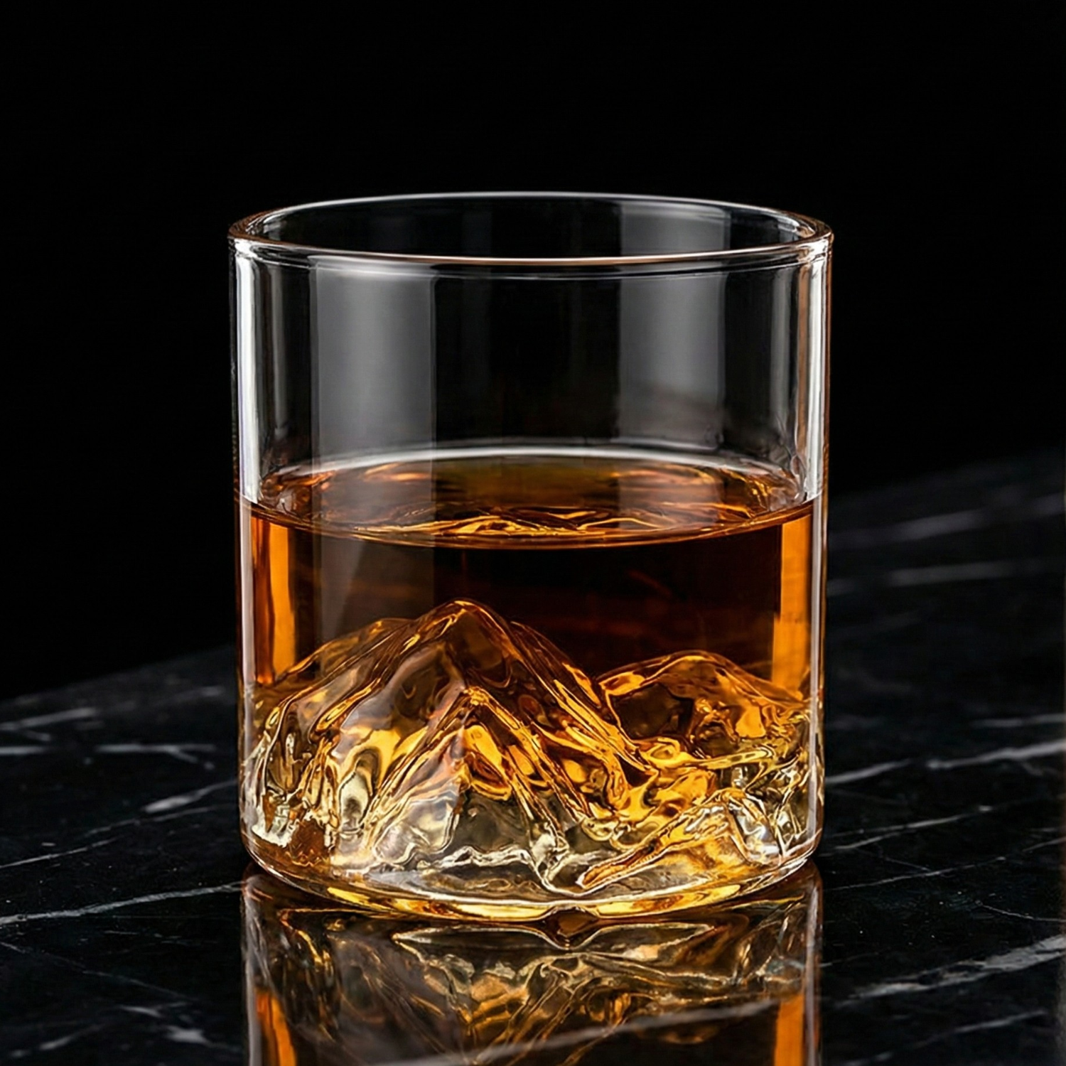 Mountain Base Whiskey Glass – Sculpted Crystal Tumbler for Bourbon, Scotch & Cocktails (200ml & 300ml)