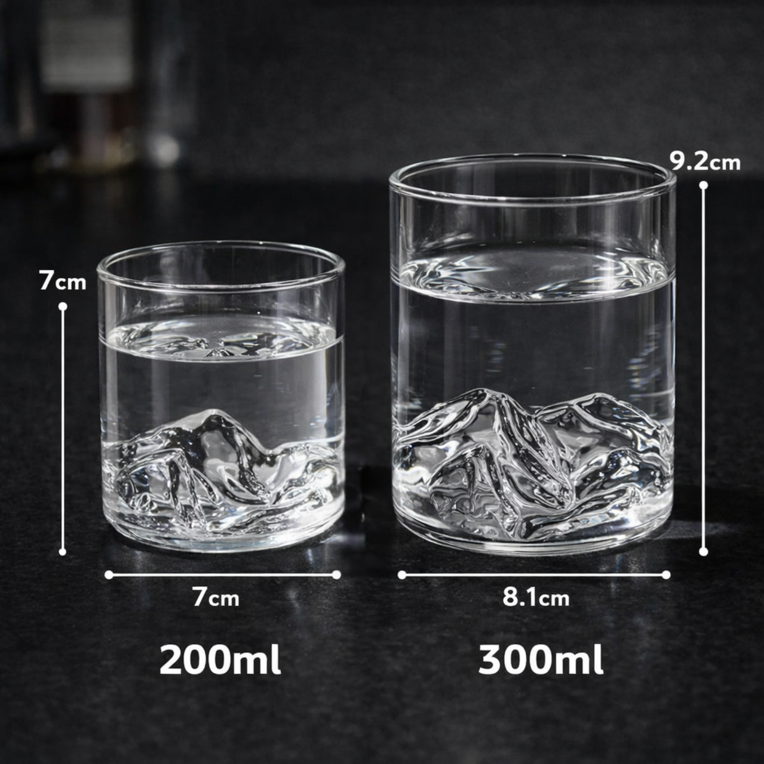 Mountain Base Whiskey Glass – Sculpted Crystal Tumbler for Bourbon, Scotch & Cocktails (200ml & 300ml)