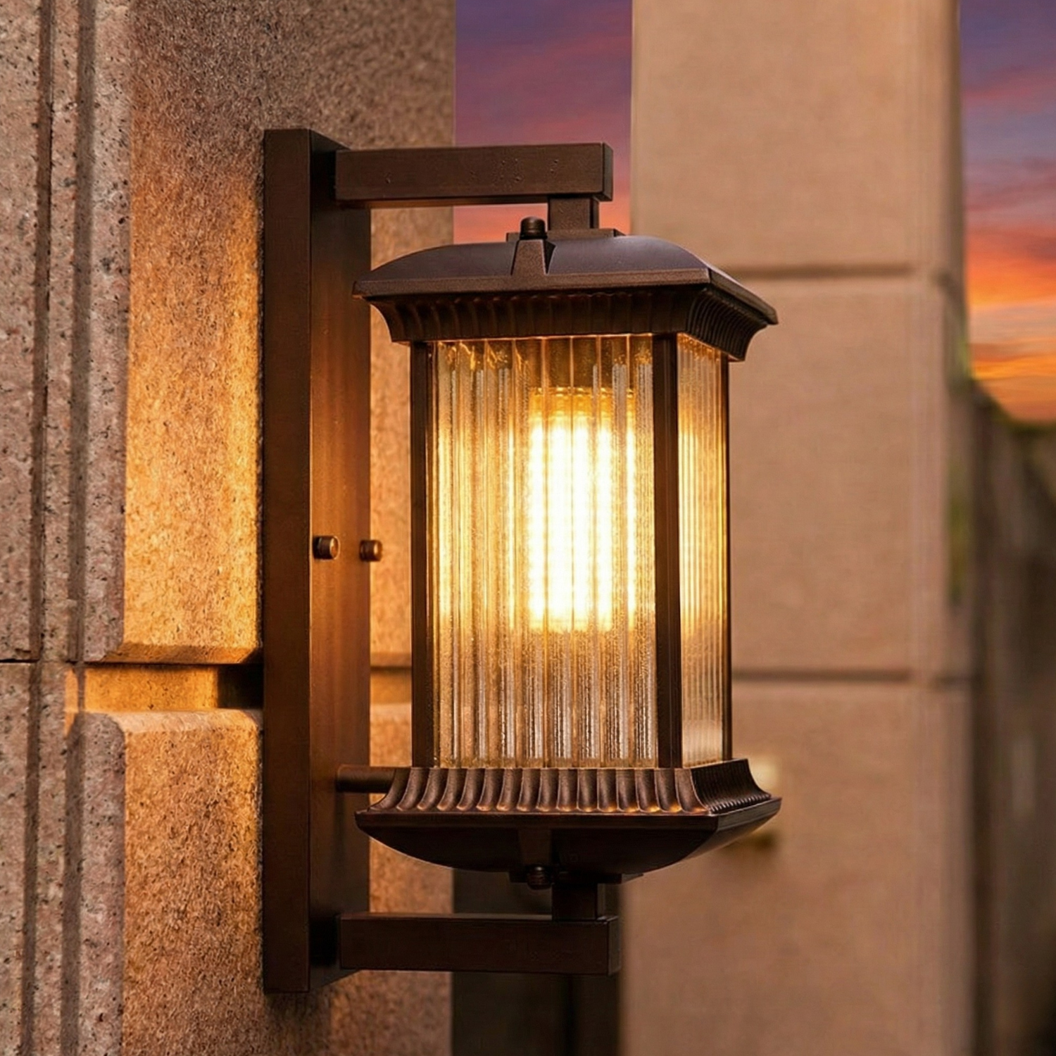 Retro Outdoor Wall Lamp – 16W Warm LED Aluminum Sconce, IP55 Waterproof (Coffee or Black)