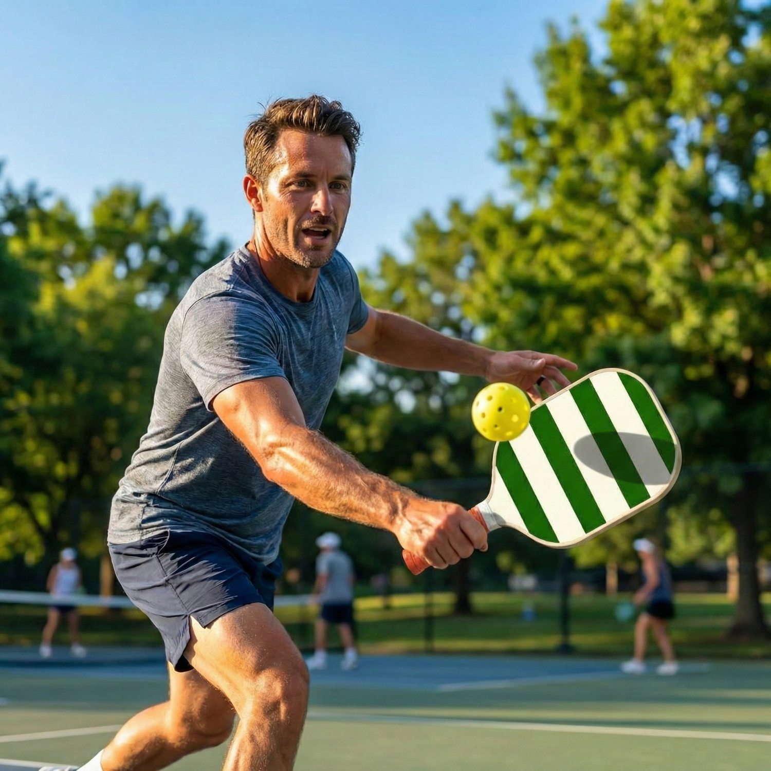 Horizontal Stripe Fiberglass Pickleball Paddle Set with Carry Bag & 4 Balls - Lightweight Matte Finish Training + Recreational Kit