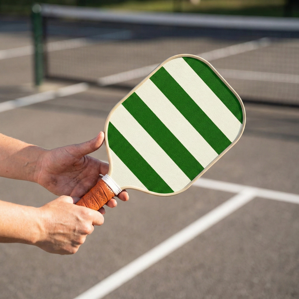 Horizontal Stripe Fiberglass Pickleball Paddle Set with Carry Bag & 4 Balls - Lightweight Matte Finish Training + Recreational Kit