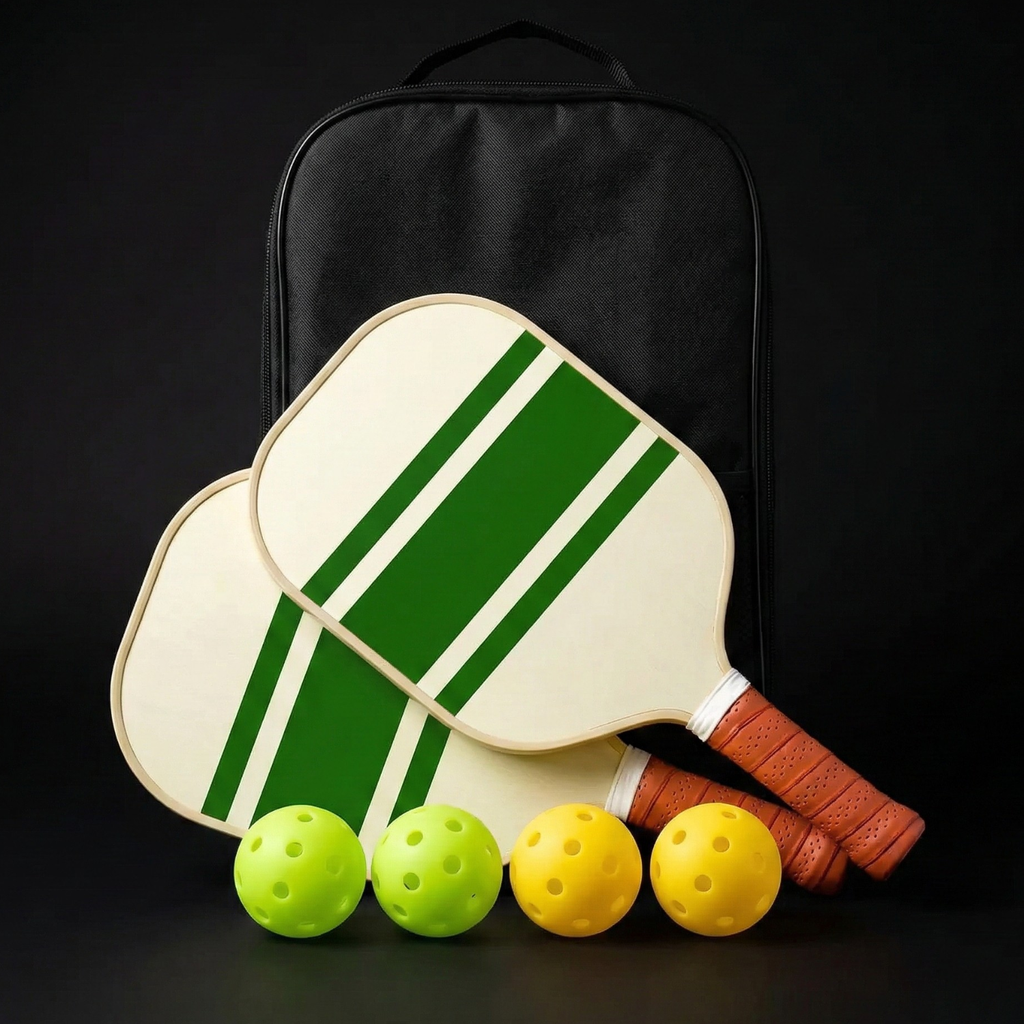 Heritage Edition Fiberglass Pickleball Paddle Set with Carry Bag & 4 Balls - Lightweight Matte Finish Training + Recreational Kit