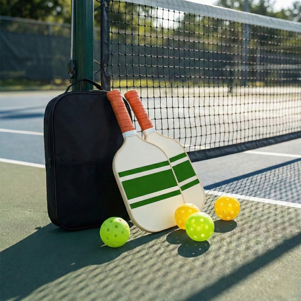 Heritage Edition Fiberglass Pickleball Paddle Set with Carry Bag & 4 Balls - Lightweight Matte Finish Training + Recreational Kit