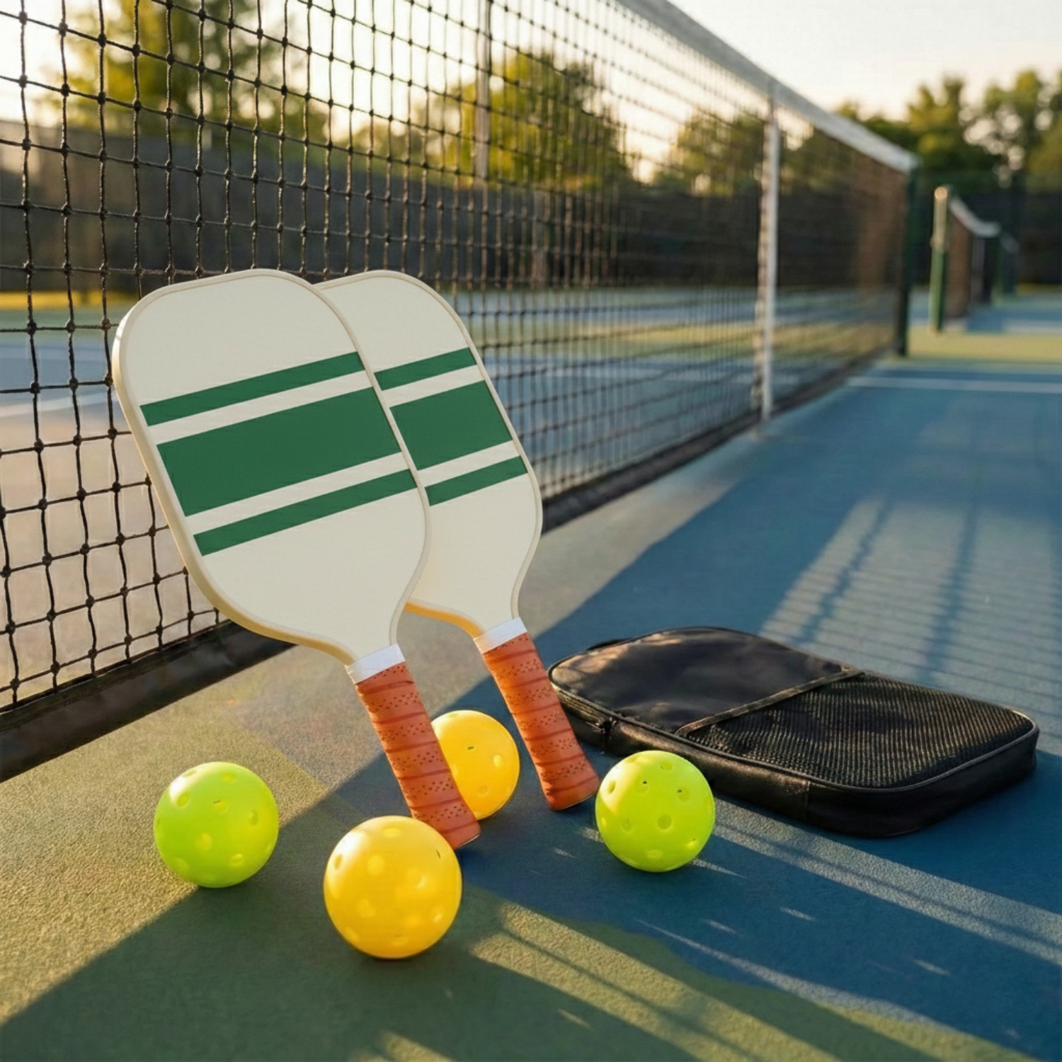 Heritage Edition Fiberglass Pickleball Paddle Set with Carry Bag & 4 Balls - Lightweight Matte Finish Training + Recreational Kit