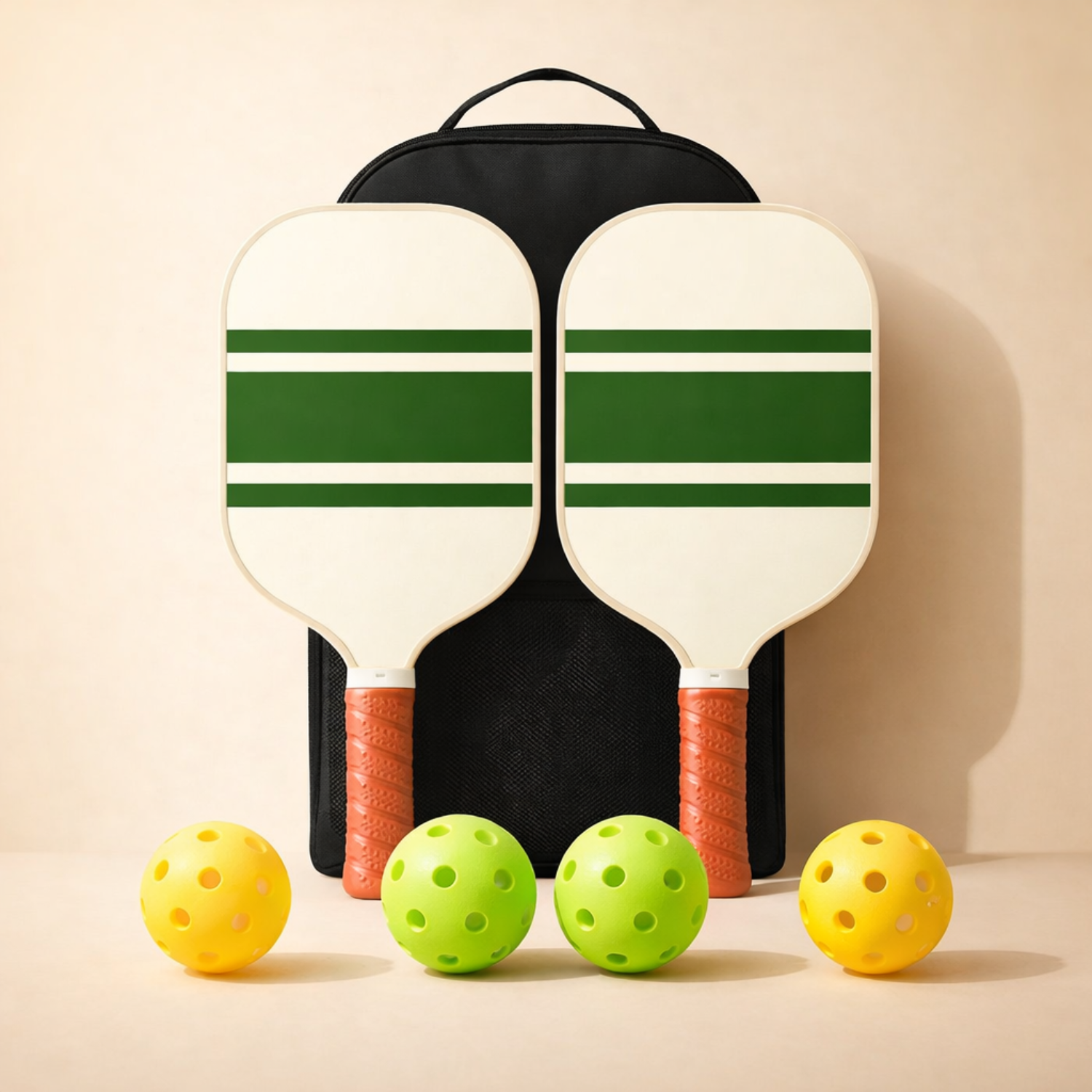 Heritage Edition Fiberglass Pickleball Paddle Set with Carry Bag & 4 Balls - Lightweight Matte Finish Training + Recreational Kit