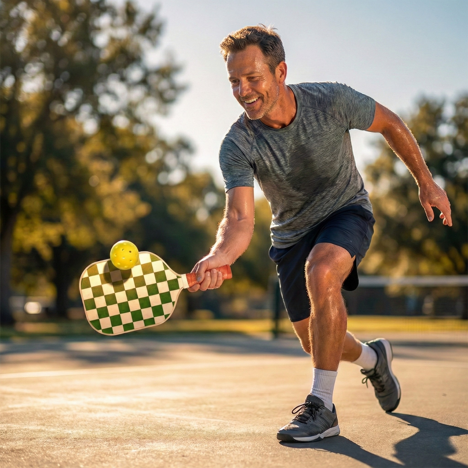 Checkered Fiberglass Pickleball Paddle Set with Carry Bag & 4 Balls - Lightweight Matte Finish Training + Recreational Kit