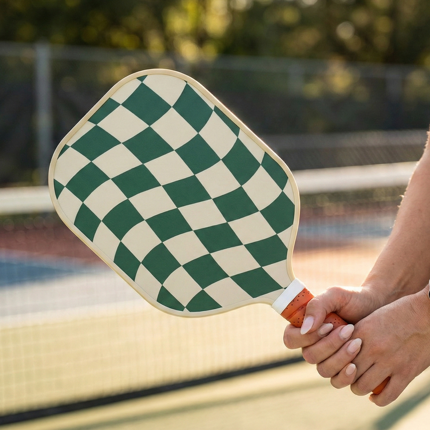 Wavy Checkerboard Fiberglass Pickleball Paddle Set with Carry Bag & 4 Balls - Lightweight Matte Finish Training + Recreational Kit