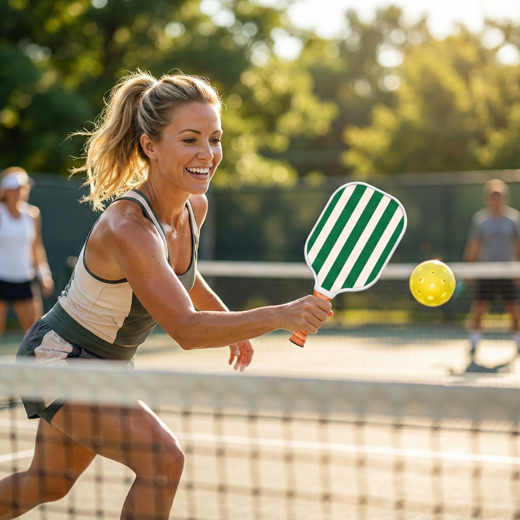 Vertical Stripe Fiberglass Pickleball Paddle Set with Carry Bag & 4 Balls - Lightweight Matte Finish Training + Recreational Kit
