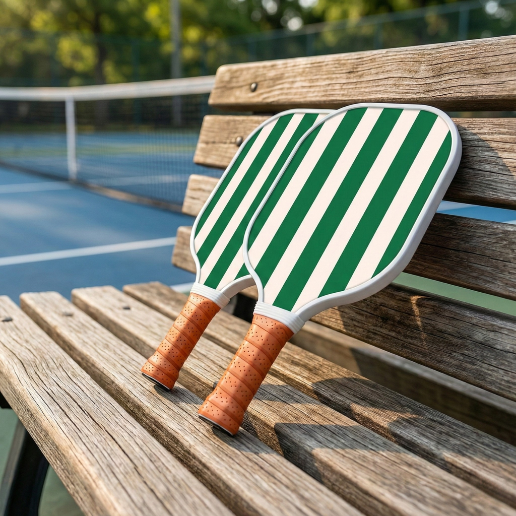 Vertical Stripe Fiberglass Pickleball Paddle Set with Carry Bag & 4 Balls - Lightweight Matte Finish Training + Recreational Kit