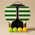 Horizontal Stripe Fiberglass Pickleball Paddle Set with Carry Bag & 4 Balls - Lightweight Matte Finish Training + Recreational Kit