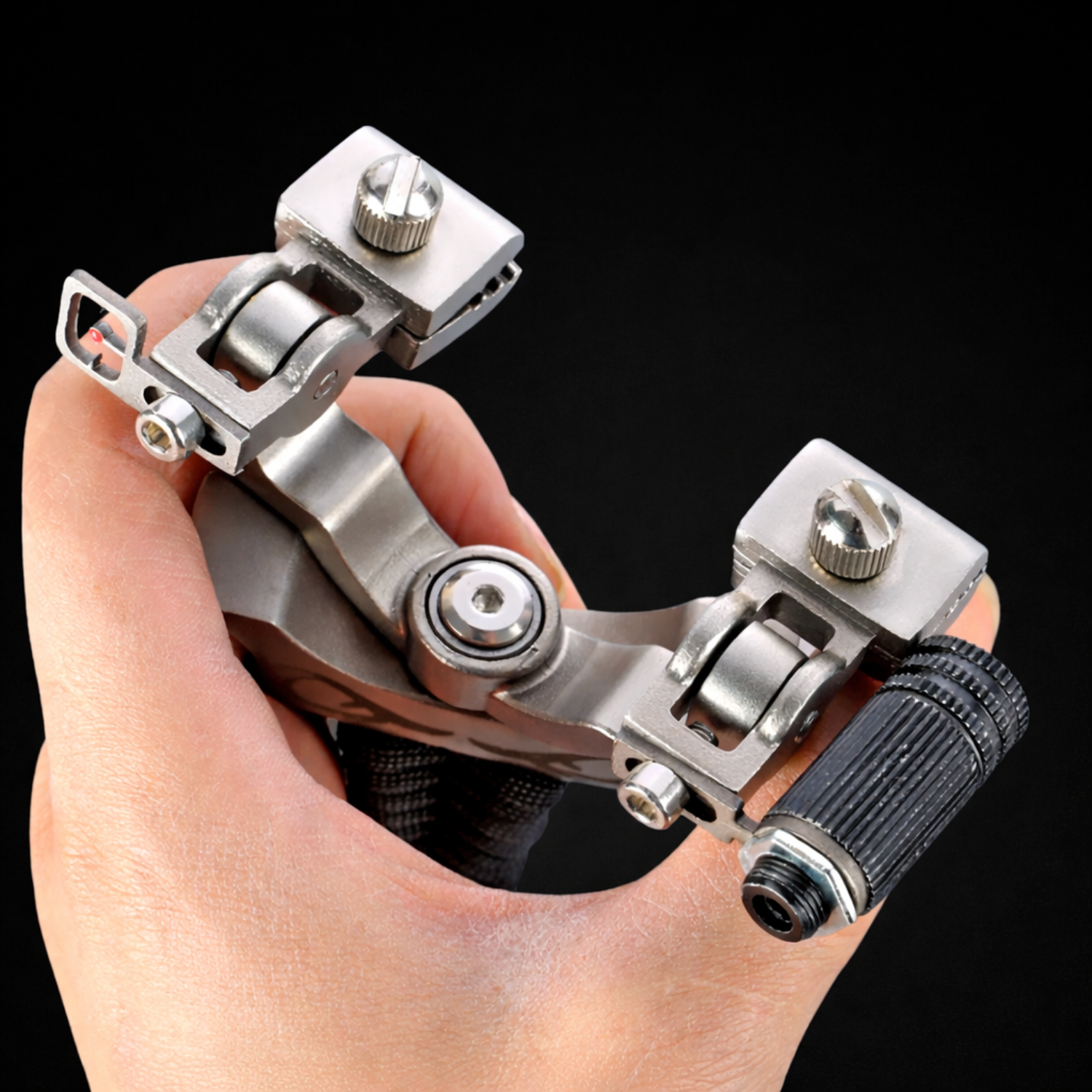 Premium Stainless Steel Slingshot Set with Laser Sight & Fiber Optic Aiming – 360° Rotating High-Precision Outdoor Targeting Kit