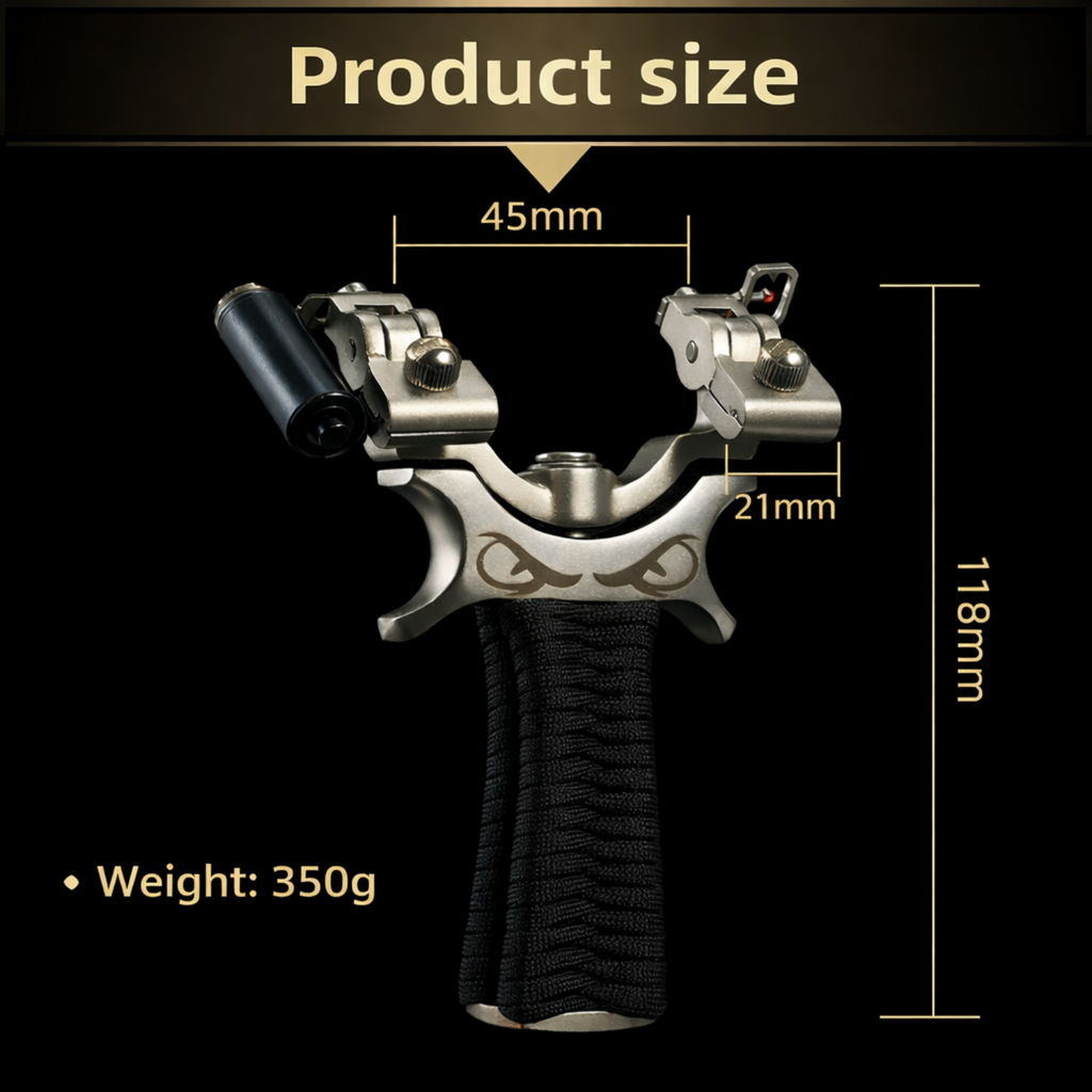 Premium Stainless Steel Slingshot Set with Laser Sight & Fiber Optic Aiming – 360° Rotating High-Precision Outdoor Targeting Kit