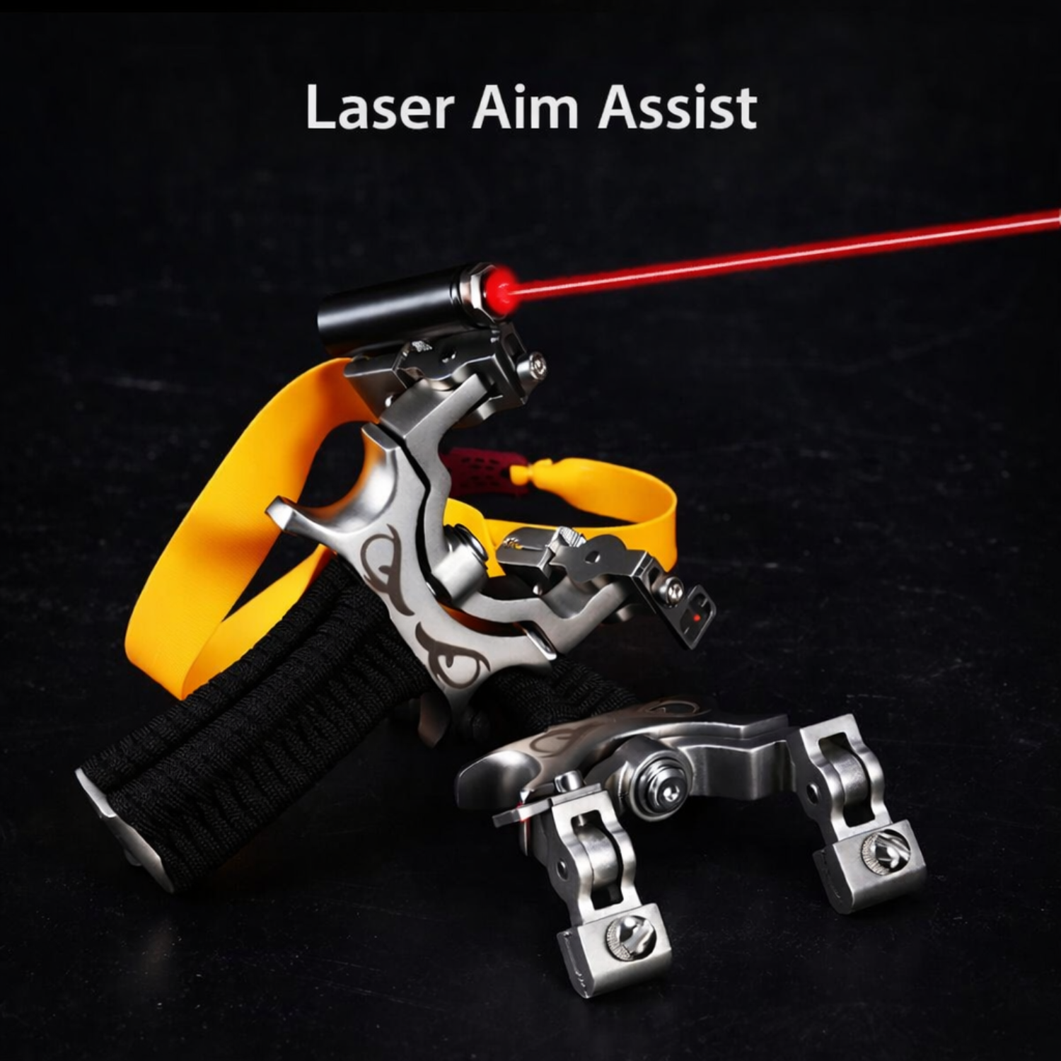 Premium Stainless Steel Slingshot Set with Laser Sight & Fiber Optic Aiming – 360° Rotating High-Precision Outdoor Targeting Kit