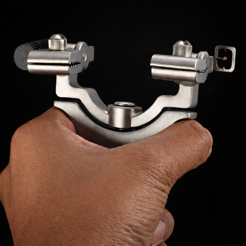Premium Stainless Steel Slingshot Set with Laser Sight & Fiber Optic Aiming – 360° Rotating High-Precision Outdoor Targeting Kit