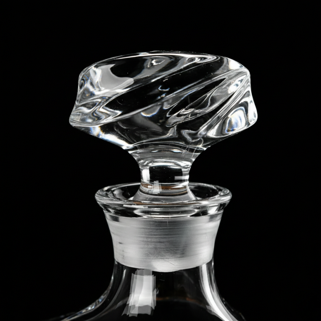 Lead-Free Crystal Whiskey Decanter with Stopper – Molten-Cut Modern Geometric Bourbon & Scotch Liquor Decanter (Gift for Men)
