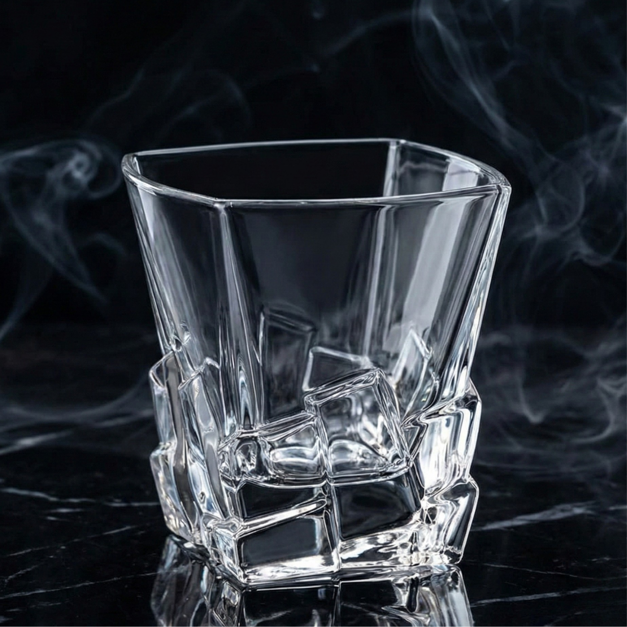 Premium Lead-Free Crystal Whiskey Glass - Heavy Base Old Fashioned Tumbler for Bourbon, Scotch & Cocktails (Obsidian Cut Design)