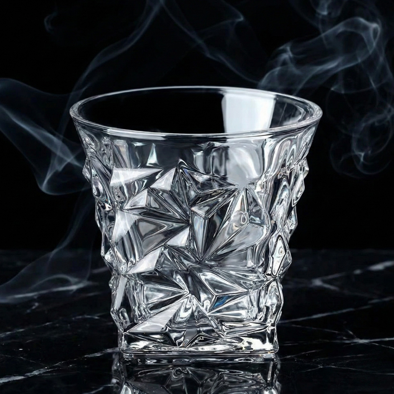Premium Lead-Free Crystal Whiskey Glass - Heavy Base Old Fashioned Tumbler for Bourbon, Scotch & Cocktails (Starlight Cut Design)