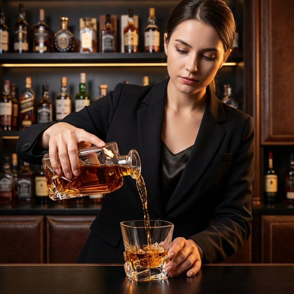 Premium Lead-Free Crystal Whiskey Glass - Heavy Base Old Fashioned Tumbler for Bourbon, Scotch & Cocktails (Obsidian Cut Design)