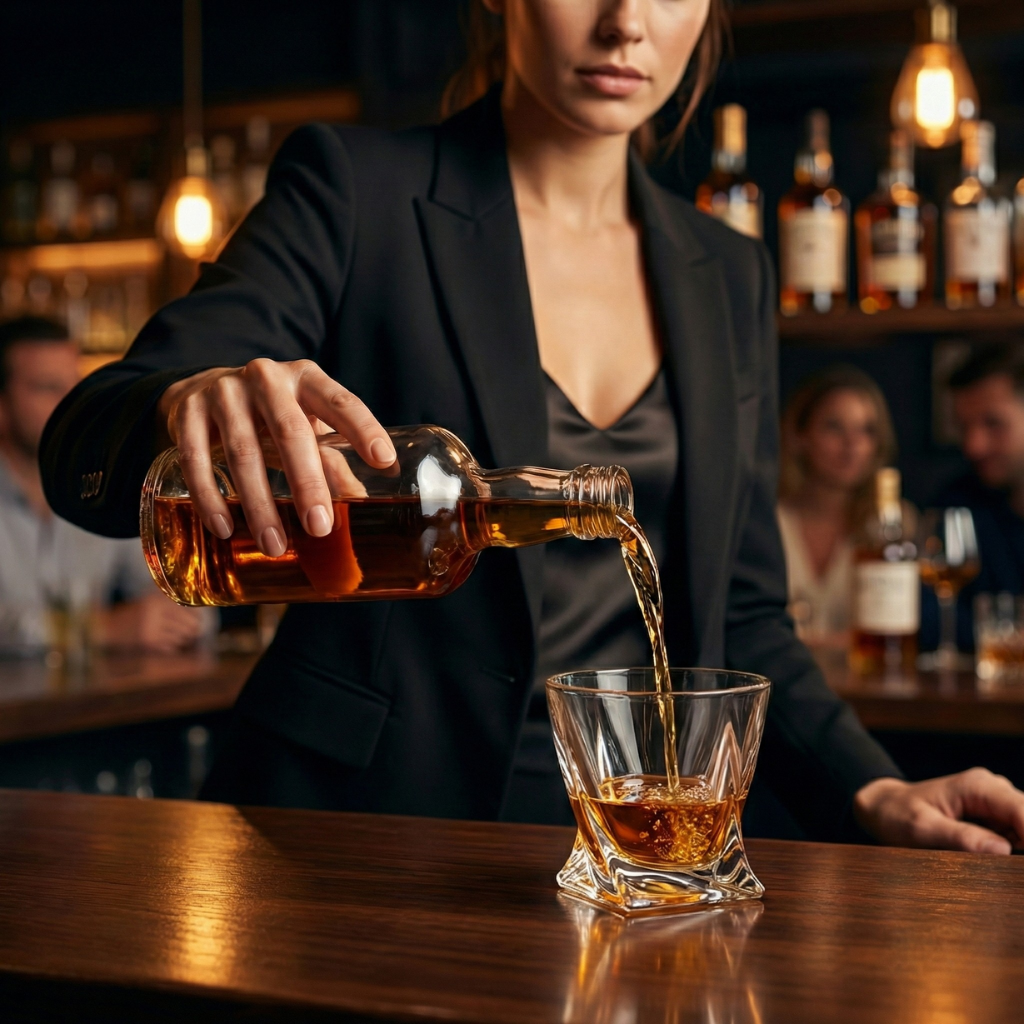 Premium Lead-Free Crystal Whiskey Glass - Heavy Base Old Fashioned Tumbler for Bourbon, Scotch & Cocktails (Axis Tilt Design)