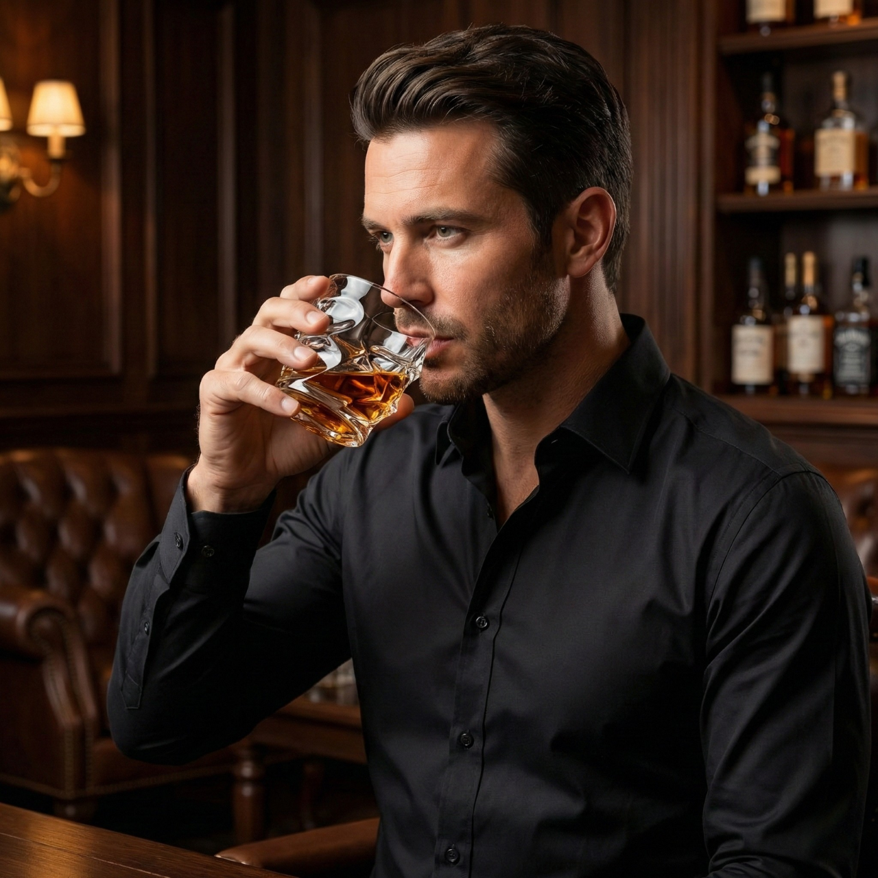 Premium Lead-Free Crystal Whiskey Glass - Heavy Base Old Fashioned Tumbler for Bourbon, Scotch & Cocktails (Molten Cut Design)