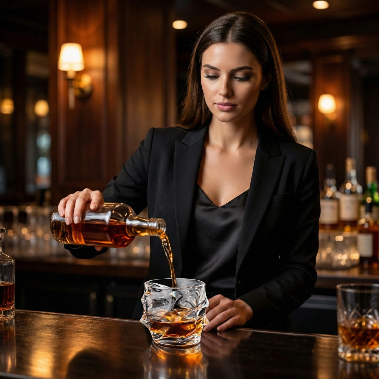 Premium Lead-Free Crystal Whiskey Glass - Heavy Base Old Fashioned Tumbler for Bourbon, Scotch & Cocktails (Molten Cut Design)