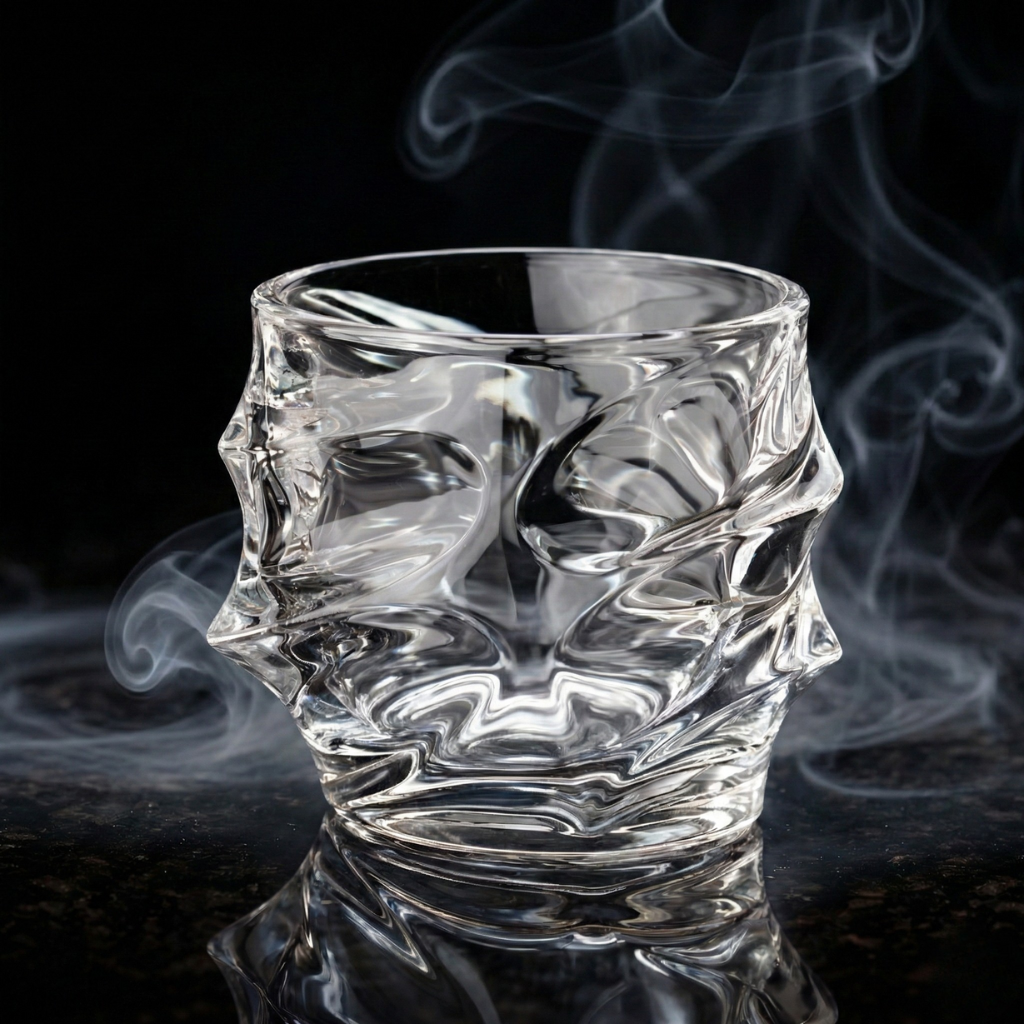 Premium Lead-Free Crystal Whiskey Glass - Heavy Base Old Fashioned Tumbler for Bourbon, Scotch & Cocktails (Molten Cut Design)