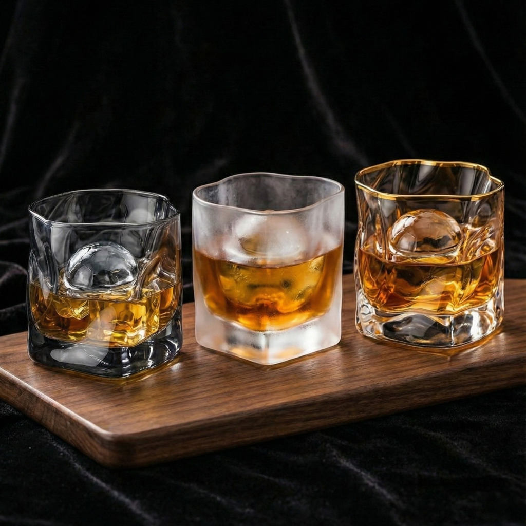 Gold Rim Crystal Whiskey Glass – Luxury Heavy Base Bourbon & Scotch Tumbler