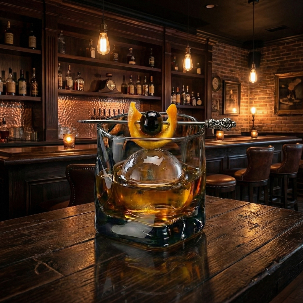 Smoked Ash Crystal Whiskey Glass - Heavy Base Modern Bourbon Rocks Glass