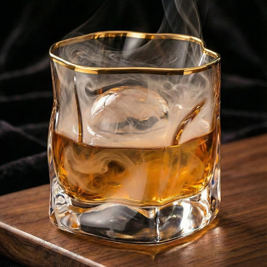 Gold Rim Crystal Whiskey Glass – Luxury Heavy Base Bourbon & Scotch Tumbler