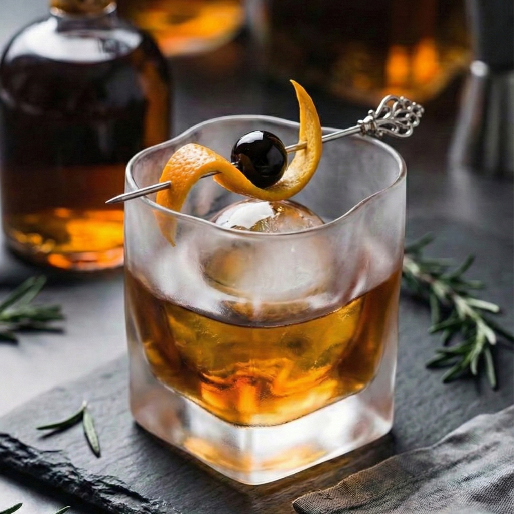 Frosted Crystal Whiskey Glass - Modern Heavy Base Bourbon & Scotch Rocks Glass